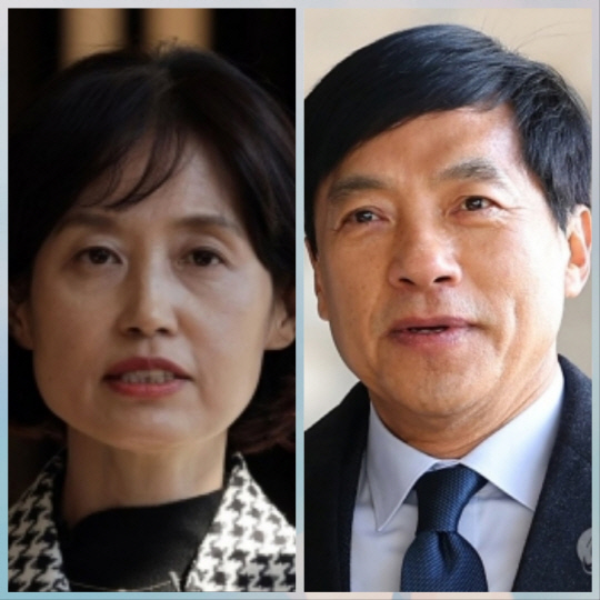이성윤(오른쪽) 전 중앙지검장과 박은정 전 법무부 감찰담당관. [연합뉴스 자료 사진]